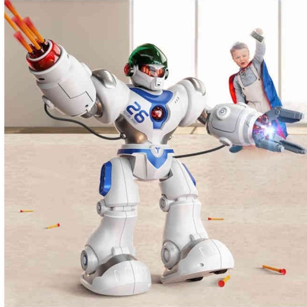 Interactive RC Robot Toy - White and Blue